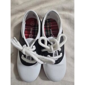 Smartfit Kids Black and White Leather Saddle Shoes Vintage Style Size 10.5